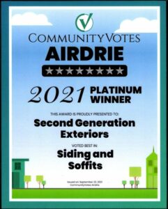 2021 Community Votes Airdrie - Platinum Winner - Siding and Soffits
