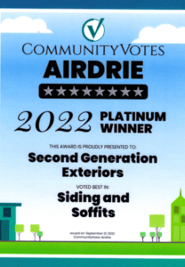 2022 Community Votes Airdrie - Platinum Winner - Siding and Soffits